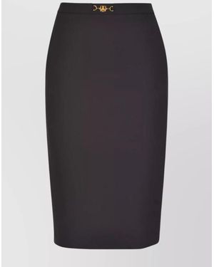 Elisabetta Franchi High Waist Back Slit Knee-Length Skirts - Black