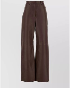 Loewe Lamb Leather Wide-Leg Trousers - Brown