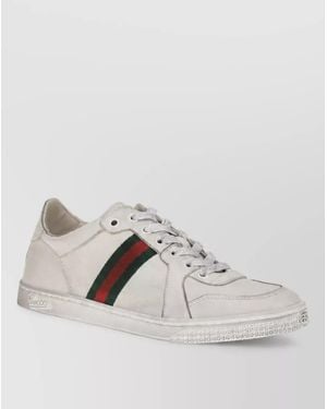 Gucci Leather Lace-Up Sneakers - White