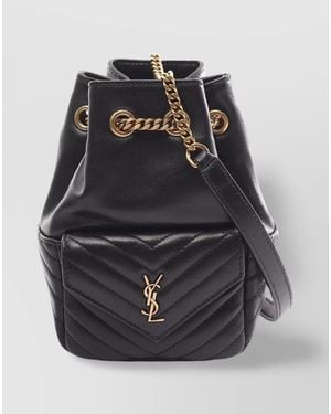 Saint Laurent Joe Mini Leather Bucket Bag - Black