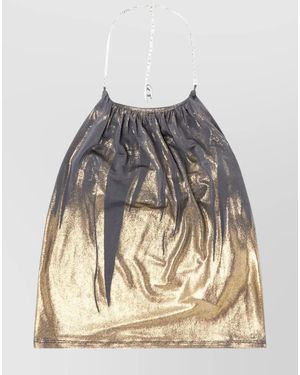 DIESEL Metallic Halterneck Cropped Blouse - Gray