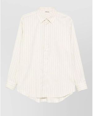 AURALEE Striped Silk Shirt - Natural