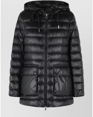 Moncler Jasmin Hooded Long Polyamide Down Jacket - Black