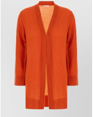 Malo Knitwear Longline Ribbed Cuffs Hem - Orange