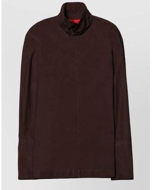 Thelatest Cotton Crewneck Fitted Jacket - Brown