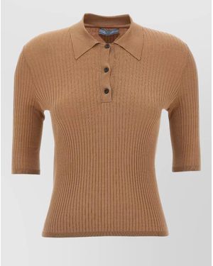 Prada Short-Sleeve Polo Shirt - Brown