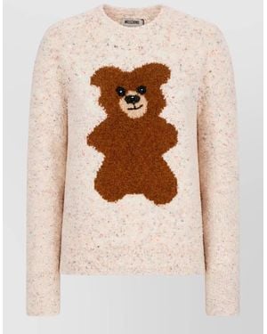 Moschino Embroidered Wool-Blend Sweater - Natural