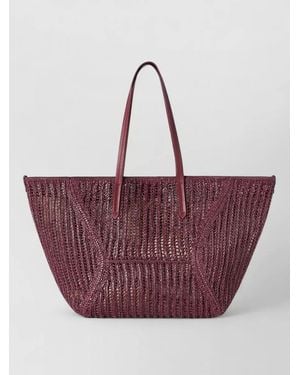 Brunello Cucinelli Duo Raffia Shoulder Tote Bag - Purple