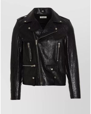 Saint Laurent Leather Biker Jacket - Black
