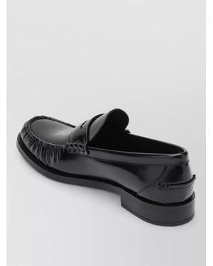 Prada Loafers Penny Strap Round Toe Shiny - Black