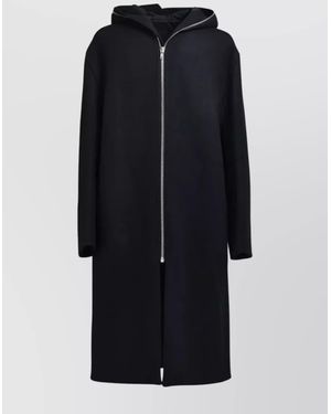 Rick Owens Wool Hooded Long-Sleeve Raincoat - Blue
