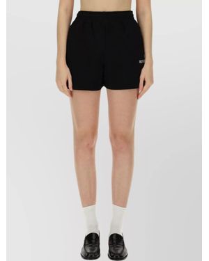 ROTATE BIRGER CHRISTENSEN Elastic Waistband High Waist Shorts With Side Pockets - Black