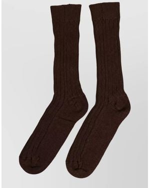 Dolce & Gabbana Ribbed Over The Calf Socks - Brown