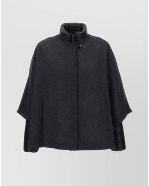 Fay Wool Regular-Fit High-Neck Cape - Blue