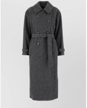 A.P.C. Wool Coat With Belted Waist And Double-Breasted Design - Black