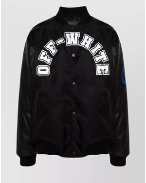 Off-White c/o Virgil Abloh Leather Bomber Jacket - Black