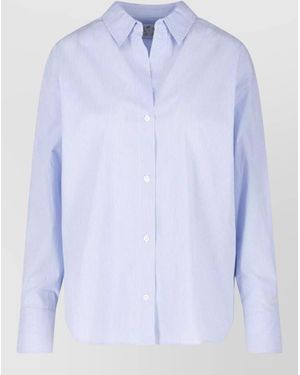 MC2 Saint Barth Straight Shirt Long Sleeves Striped Collar Embroidered - Blue