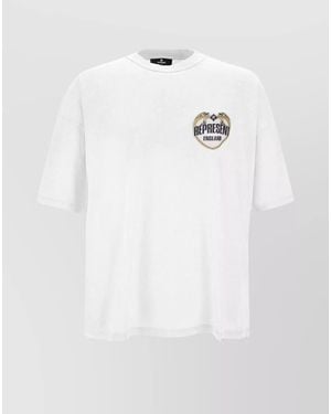 Represent Cotton Ribbed Crew-Neck Logo-Print Short-Sleeve T-Shirt - White