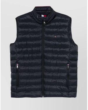 Tommy Hilfiger Logo High Neck Padded Down Vest - Blue