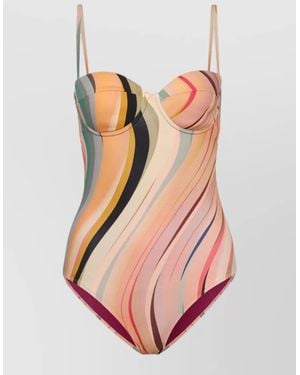 Paul Smith Swirl Print Swimsuit Low Back Design - Pink