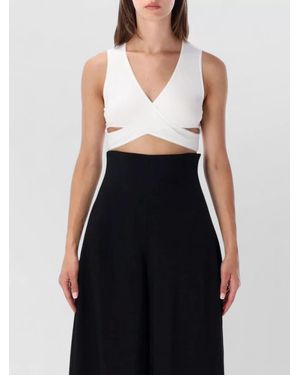 Alaïa V Neck Cropped Rib Jersey Top - Black