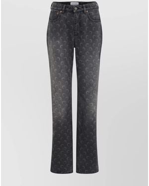 Marine Serre Denim Mid-Rise Straight-Leg Jeans - Gray