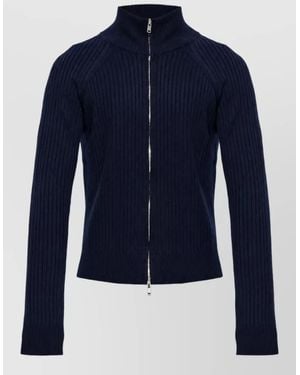 Isabel Marant Wool Ribbed Zip-Up Cardigan - Blue