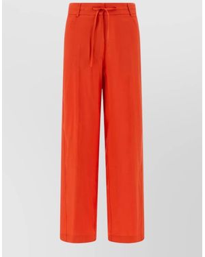 Nude Viscose Wide-Leg Pants - Red
