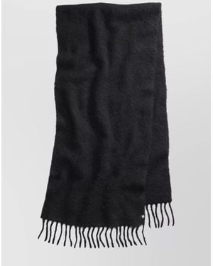 Canada Goose Cozy Knit Scarves Fringed Edges - Black