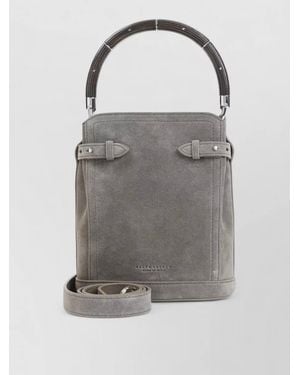 Ralph Lauren Suede Bucket Bag Wood Handle - Grey