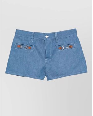Gucci Tailored Shorts Horsebit Detail Belt Loops - Blue
