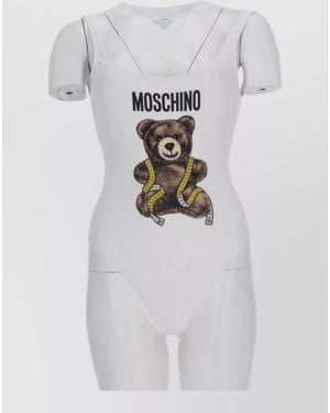 Moschino Graphic Print Lounge Bodysuit High Cut - White