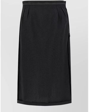 Maison Margiela High Waist Knee Length Pleated Skirt - Black