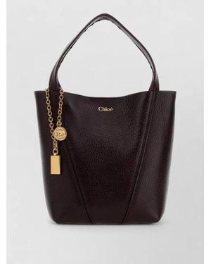 Chloé Spin Small Leather Chain Shoulder Bag - Black
