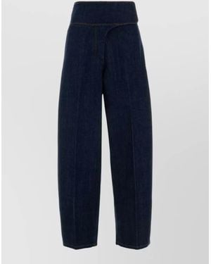 Ami Paris High Waist Denim Trousers Contrast Stitching - Blue