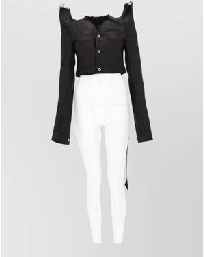 Rick Owens Denim Frayed Cropped Jacket - Black