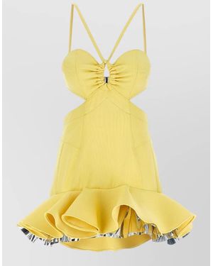 Rabanne Dress Cut Out Design Flared Hem - Yellow