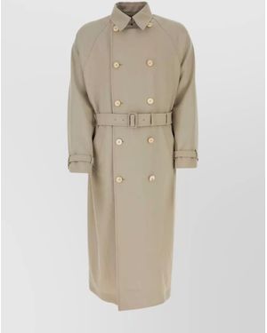 Prada Virgin Wool Trench Coat - Natural