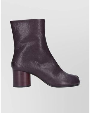 Maison Margiela Split-Toe Dark Leather Ankle Boots - Purple
