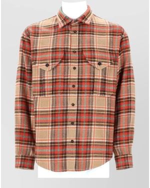 DSquared² Jacket Long Sleeves Chest Pockets Plaid - Brown