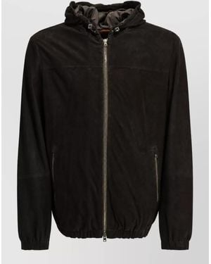 Herno Suede Padded Coat - Black