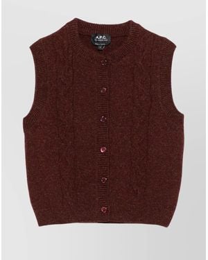 A.P.C. Cable Knit Sleeveless Sweater And Buttons - Purple