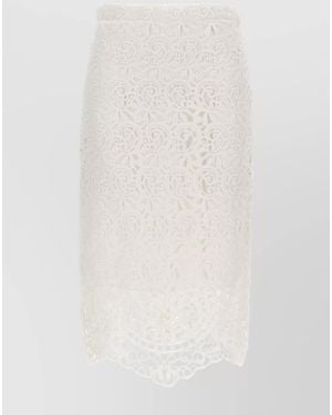 Burberry Lace Fitted Skirt - White