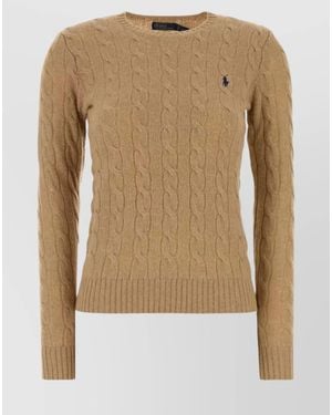 Polo Ralph Lauren Wool And Cashmere Crewneck Jumper With Cable Knit - Natural