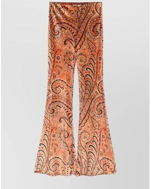 Etro Paisley Print Flared Viscose Pants - Orange