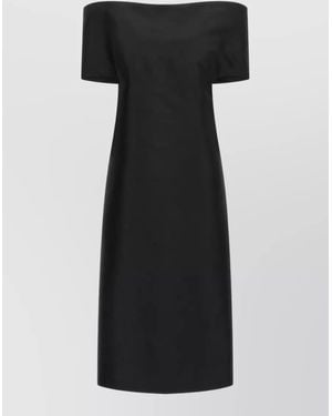 Jil Sander Silk Off-Shoulder Midi Dress - Black