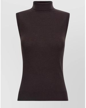 Sportmax 'Wolf Sleeveless High Neck Knitwear' - Black