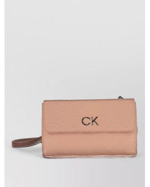 Calvin Klein Logo Embossed Chain Wallet - Natural