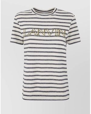 Lanvin Striped Crew Neck T-Shirt With Short Sleeves - Gray