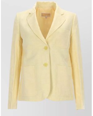 Michael Kors Single Breasted Jacket Long Sleeves Lapel - Yellow